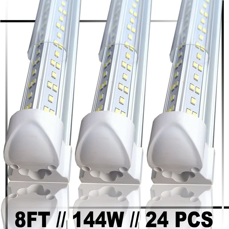 8 FT LED Tube Lights 6500K 8FT LED Shop Light Fixture 144w LED Light Bulbs 24P