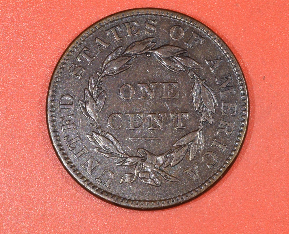 1837 "Plain Cords Med Letters" Coronet Head Large Cent "XF"