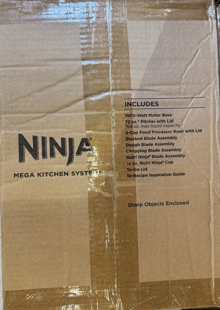 Ninja Mega Kitchen System Blender Food Processor 1500 Watts 72 oz Pitcher 8 Cup