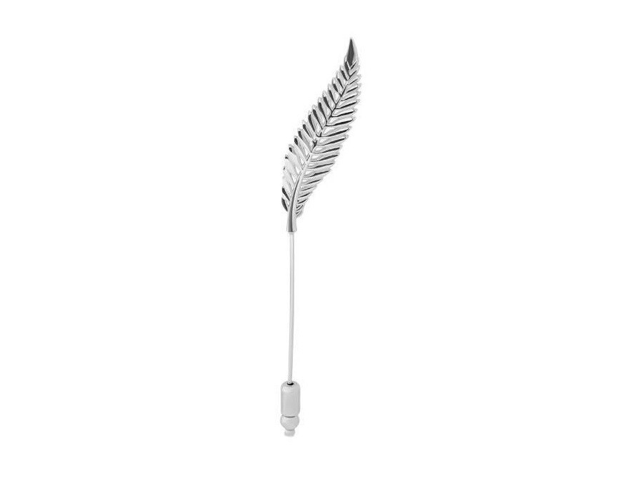 Solid 935 Argentium Silver Beautiful Feather Design Men's Lapel Pin
