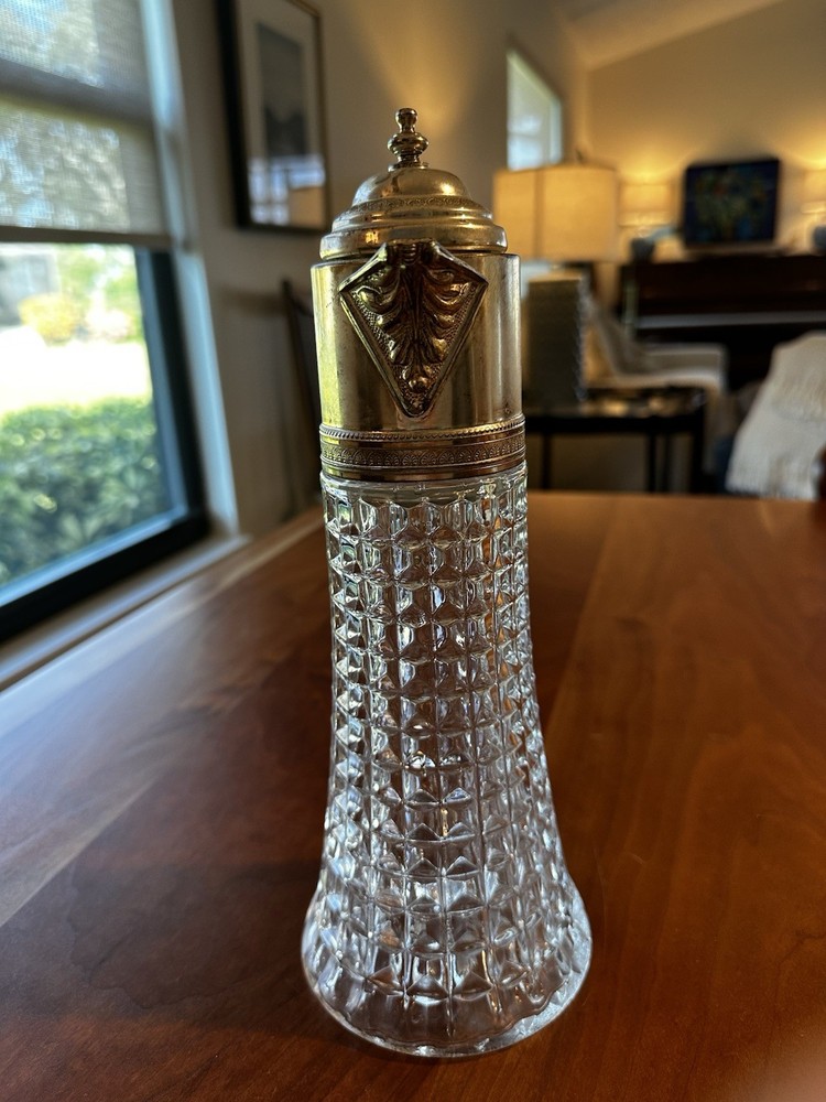 VTG Silver And Pressed Claret Pitcher 11.5”