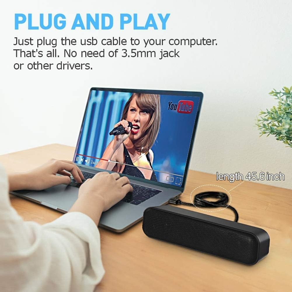 Updated Computer Speaker, USB Powered Speaker for Desktop,Windows PC,Mac. Por...