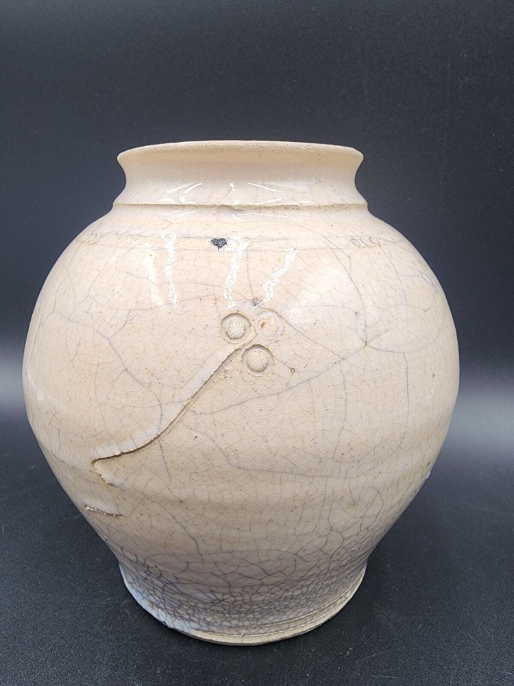 Studio Art Pottery Vase 6 3/4” Tall Signed Crackled