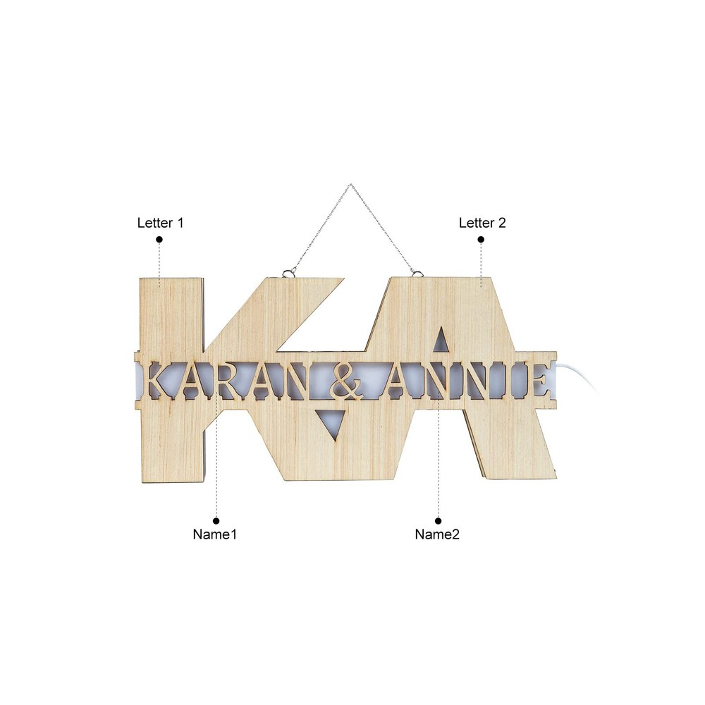 Custom Initials and Name Light - Custom Name Light - Cute Couples Gift
