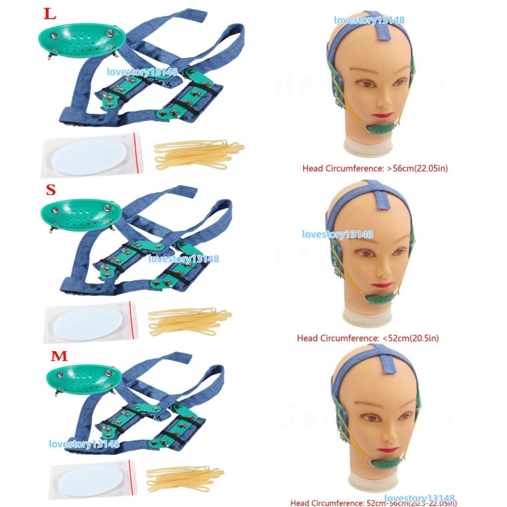 Dental Ortho High -Pull Headgear With Rigid Chin Cap High Pull Strap Blue