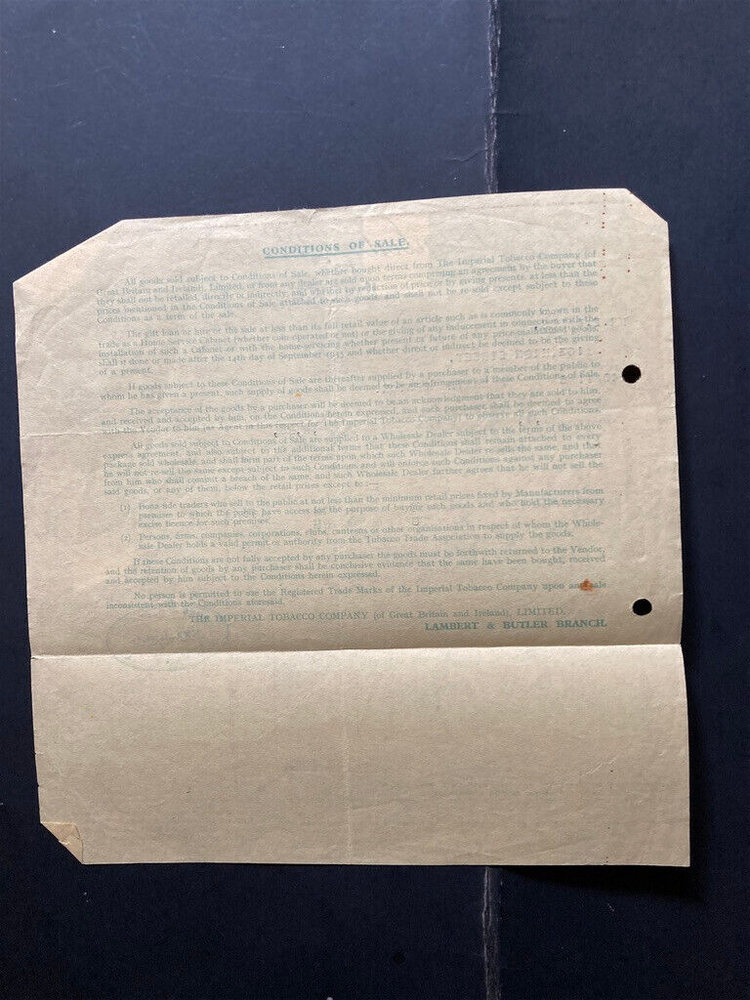 1946 Lambert & Butler bill invoice advice