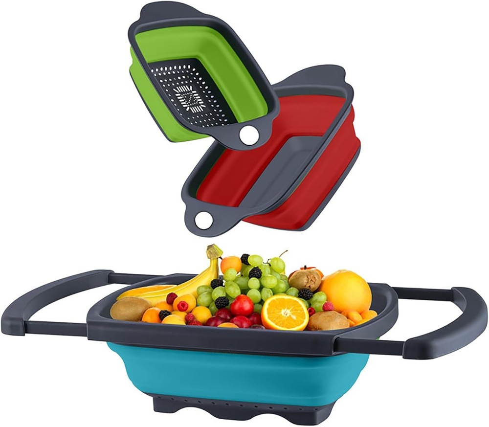 Collapsible Colanders, 4 Quart Colander, 4 Quart Folding Basin, and 6