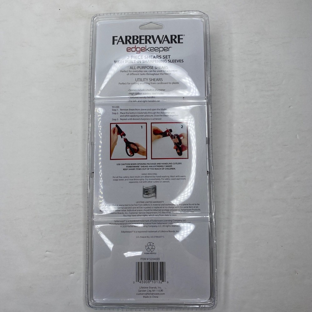 Farberware Edgekeeper Set 2 All Purpose Utility Shears Edgekeeper Sheaths Red