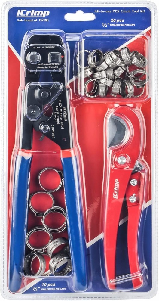 Ergonomic Ratchet PEX Cinch Tool with Clamp Kit for Efficient Plumbing Projects