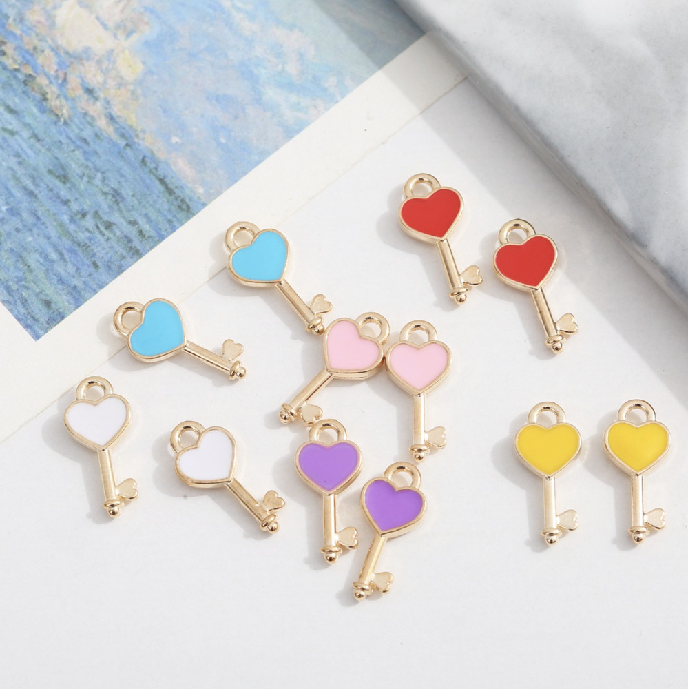 Cute Heart Key Charm (7x16mm)