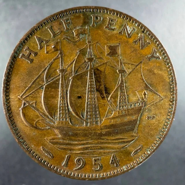 1954 Great Britain Half Penny Choice Example Elizabeth II Bronze