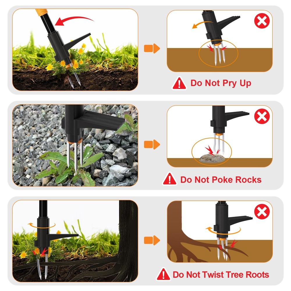 Weed Puller Tool, Fully Stand Up Weeding Tool With 3 Claws - Zero Bending and...
