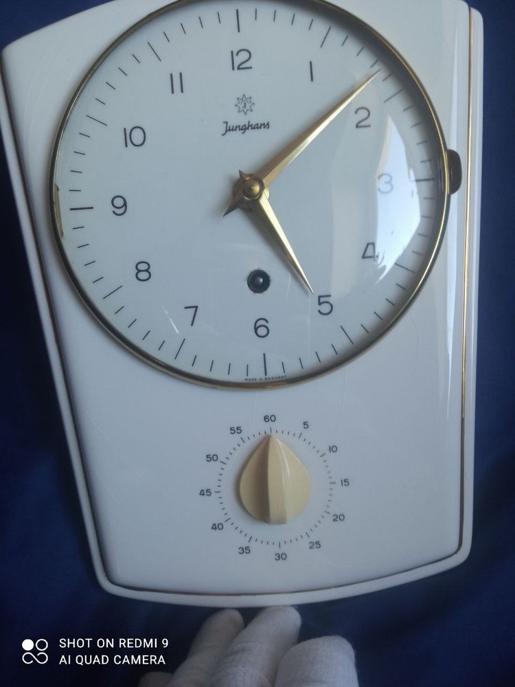 Vintage Kitchen Junghans Wall Clock German Ceramic Mechanical Clock RARE