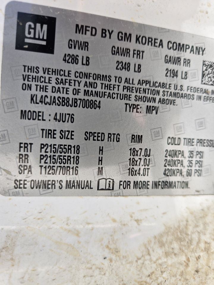 2017-2021 Buick Encore 8" Dash Display and Control Panel ID 42498392