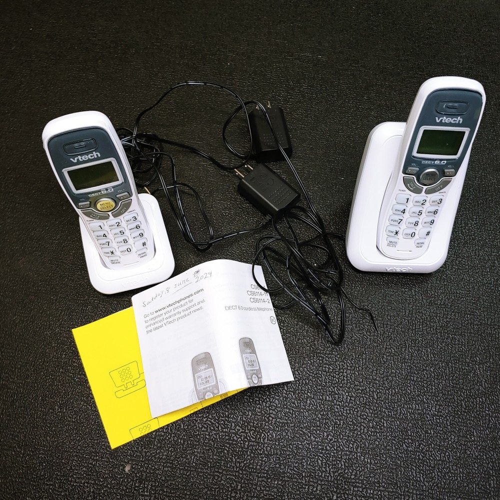 Vtech DECT 6.0 2-Handset Cordless Phone System - White (CS6114-2)™