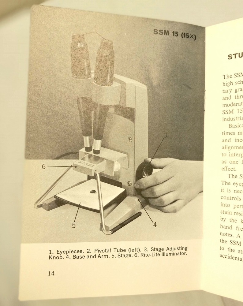 Bausch & Lomb Scholastic Microscopes Reference Manual ESM SSM STZ RITE-LITE ILLU
