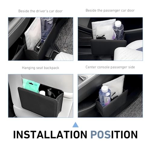 Car Trash Can, Leather Foldable Waterproof Garbage Organizer with 1 Roll Trash