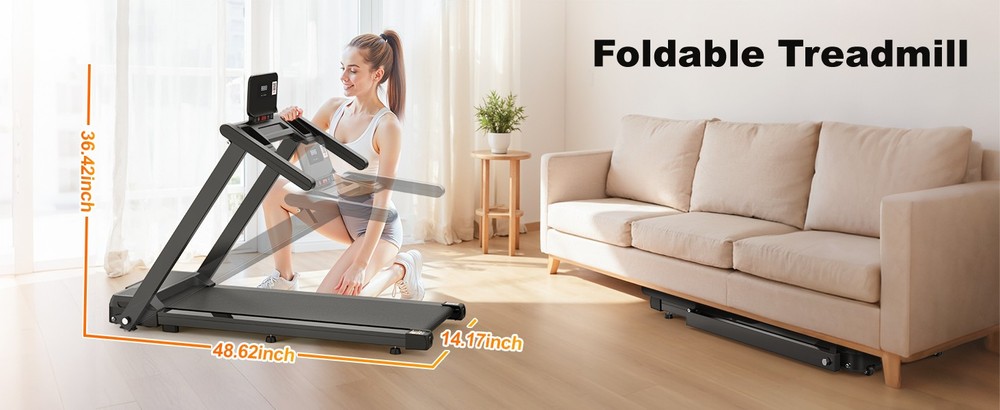 Foldable Under-Desk Treadmill For Home Use Remote-Controlled With LED Display