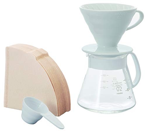 V60 Ceramic Pour Over Coffee Set, Size 02 White