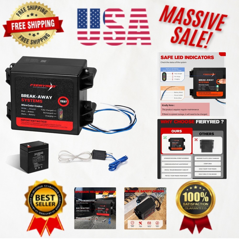 LED Trailer Breakaway Kit with Battery & Switch - Ultimate Safety & Reliability