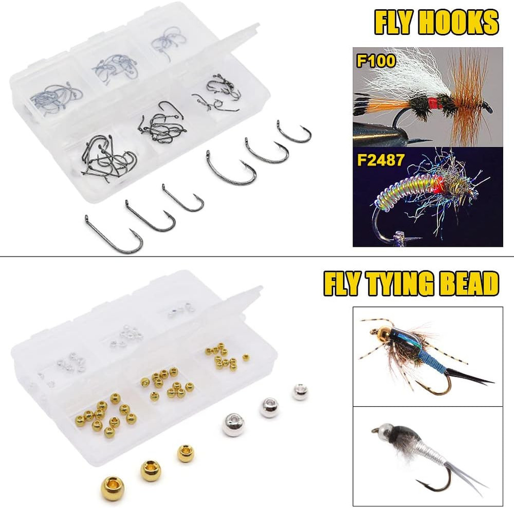 Beginner Fly Tying Kit - 120 Essential Materials and Tools Included