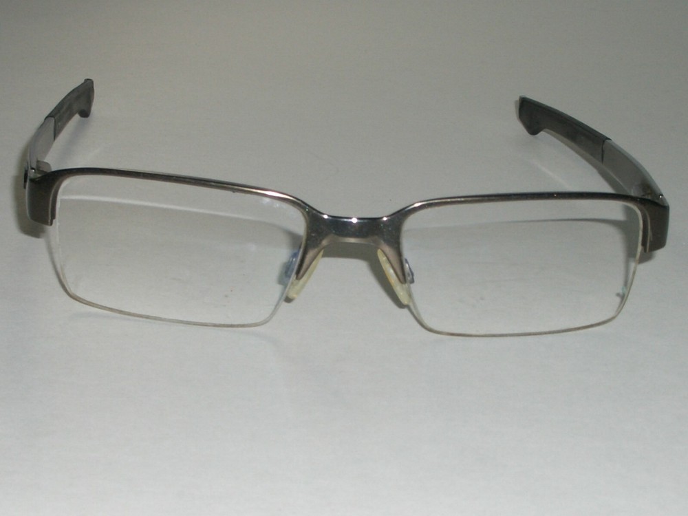 OAKLEY BOOMSTAND 52[]19 PEWTER HALF RIMLESS RECTANGULAR EYEGLASS FRAMES ONLY