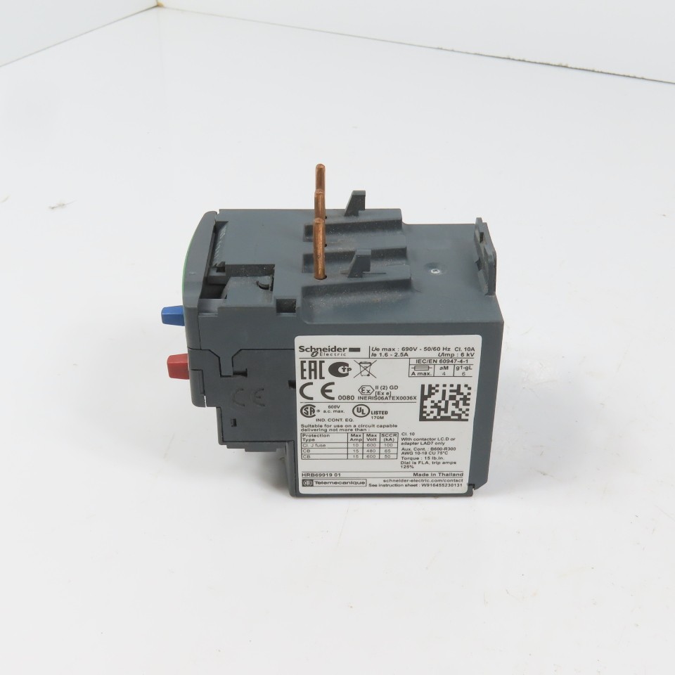 Schneider LR3D 07 TeSys Thermal Overload Relay 1.6-2.5A Range 600VAC Max