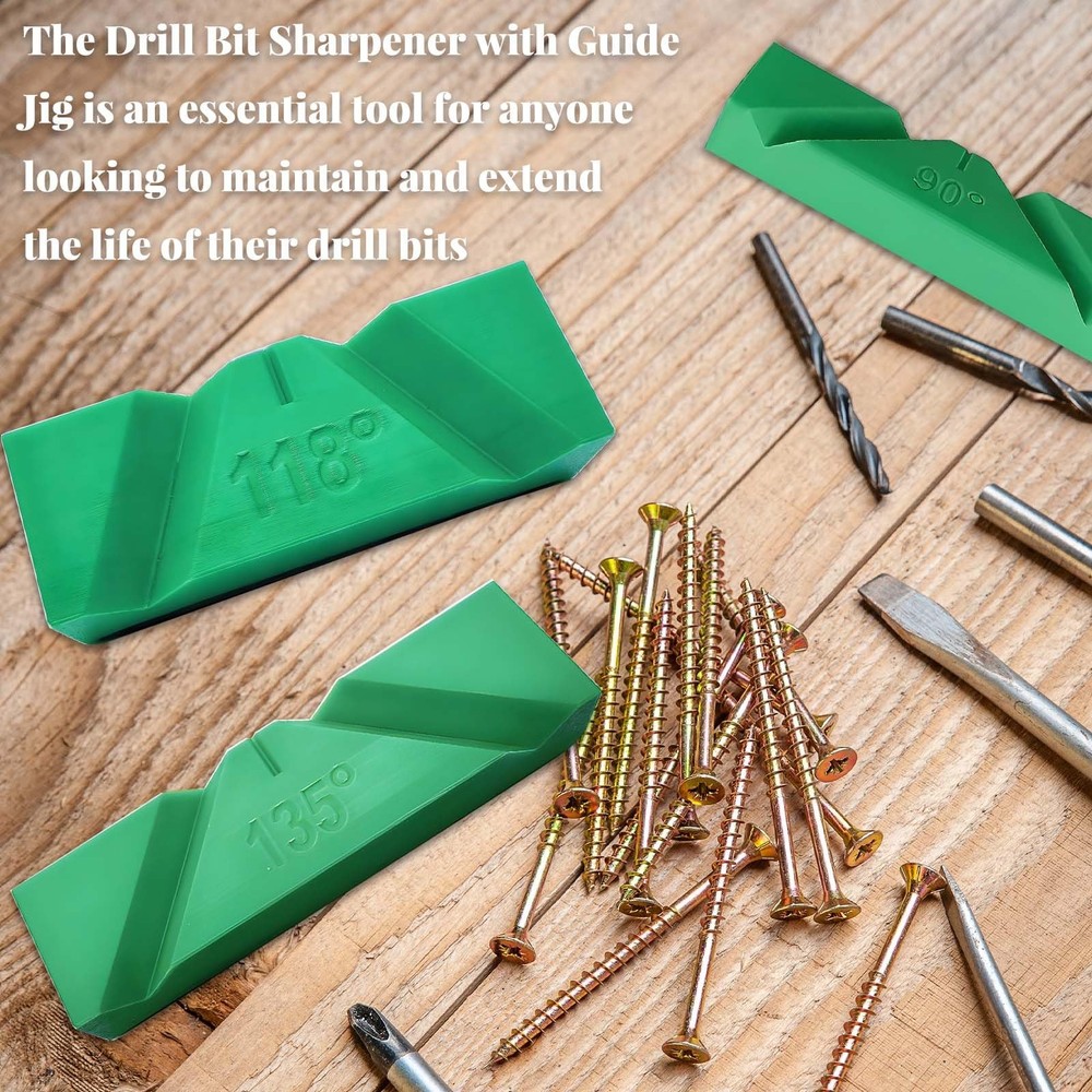 3 Sets Drill Bit Sharpener Guide Jig, 3D Printed Tool for Bench Grinder, Suit...