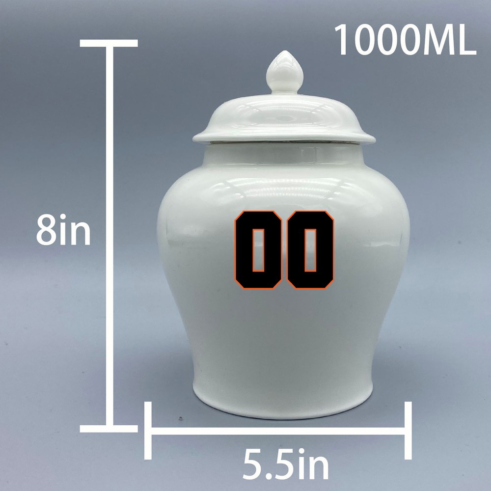 Ceramic Medium Urn for San Francisco Giants Baseball Theme, Custom Text & Number