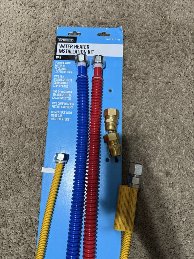 Everbilt Gas Water Heater Installation Kit Lead Free EBWC-07-18GKIT NEW