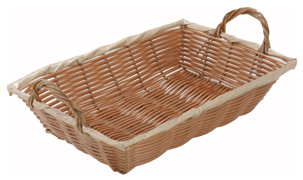 Poly Woven Basket, Rectangular w/Hdls, 12" x 8" x 3", Natural (12 Each)
