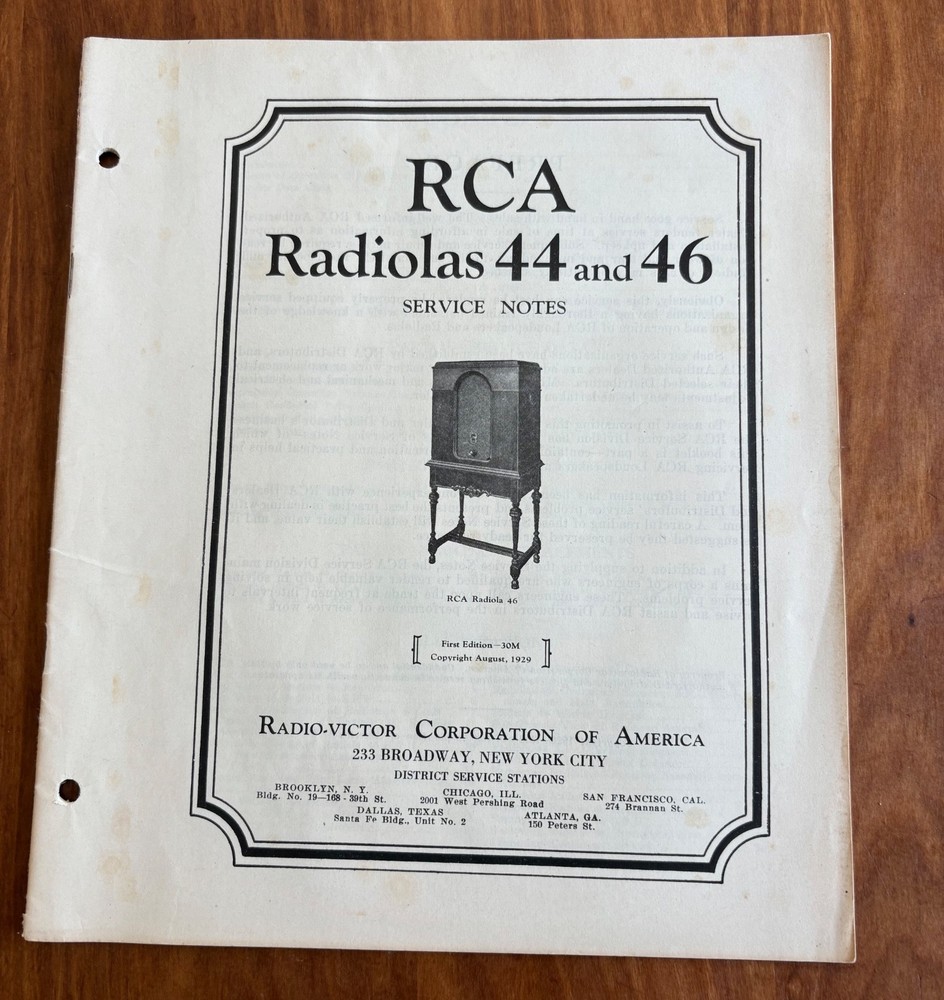 1929 RCA RADIOLAS 44 & 46 SERVICE NOTES 36 PAGE BOOKLET DATA INSTRUCTION TESTS++