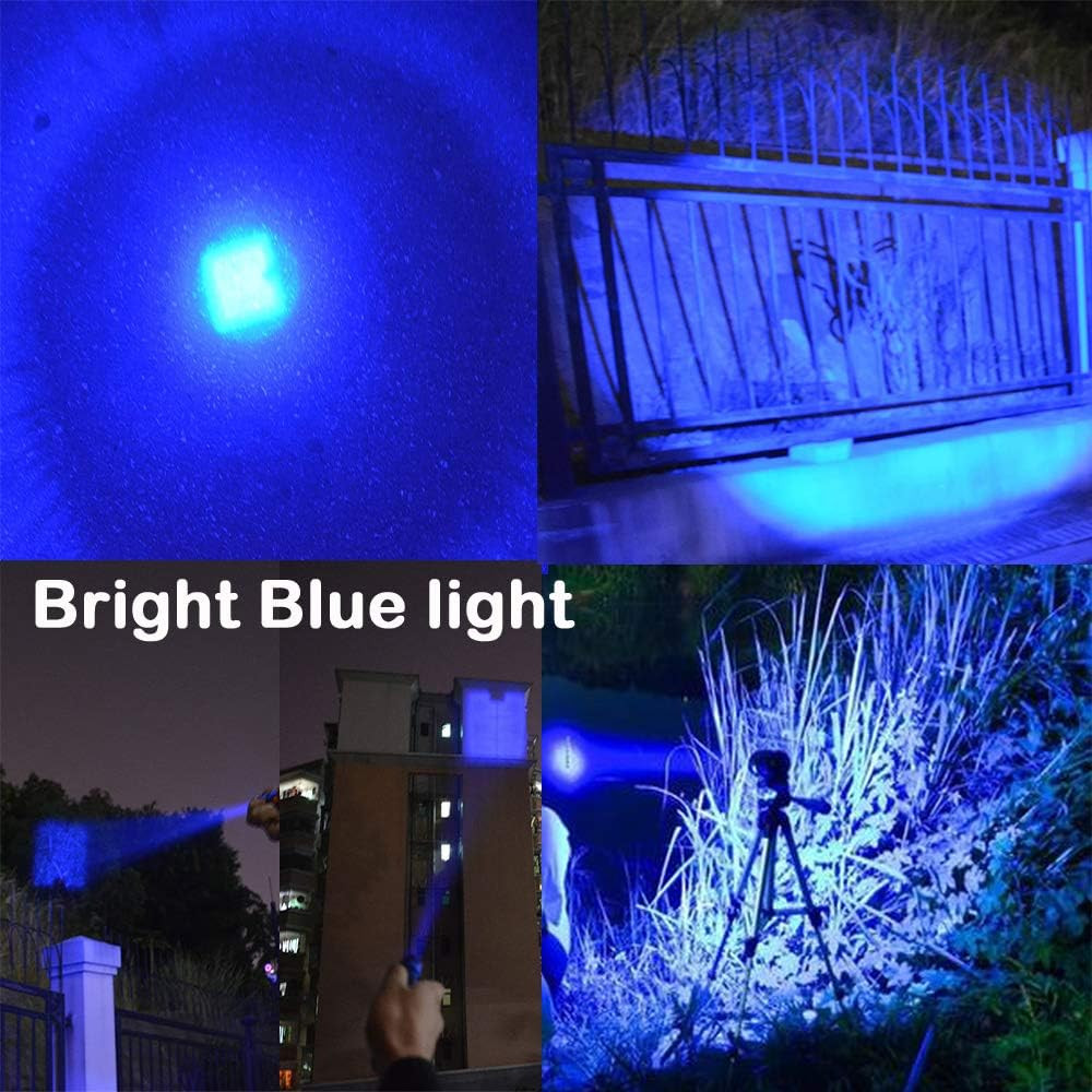 Pack of 3 Single Mode Blue Light Flashlight, Blue LED Flashlight Torch for Night