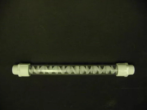 Static mixer clear threaded PVC 3/4"18 element Ozonation hydroponics Biodiesel