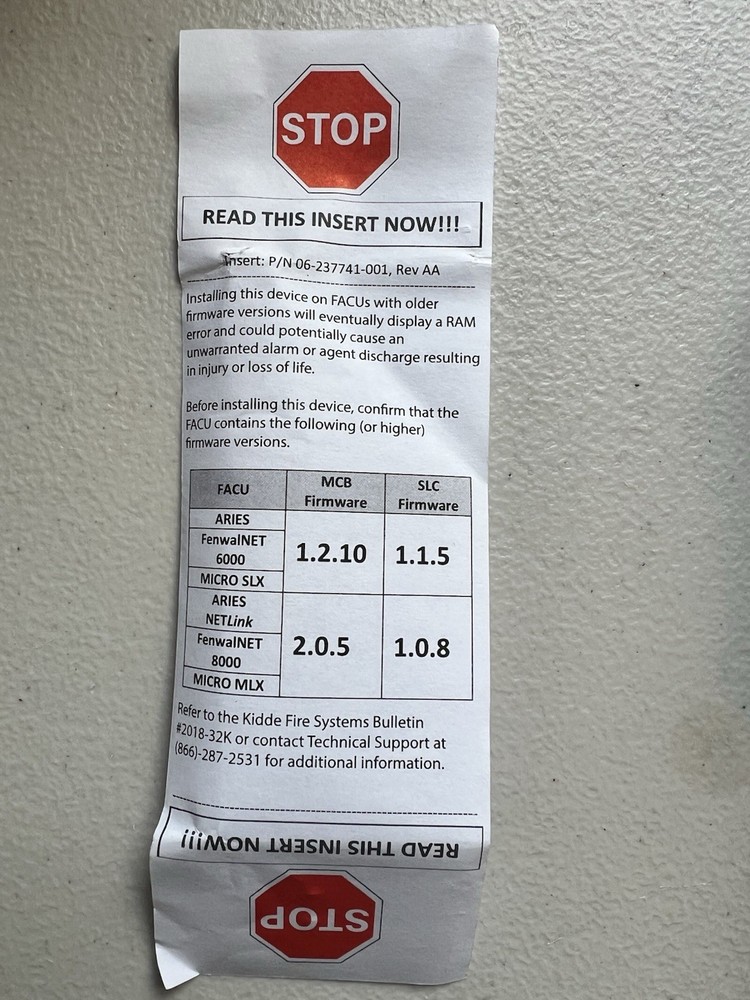 KIDDE ADDRESSABLE INPUT MODULE PN 70-417018-001 N/O