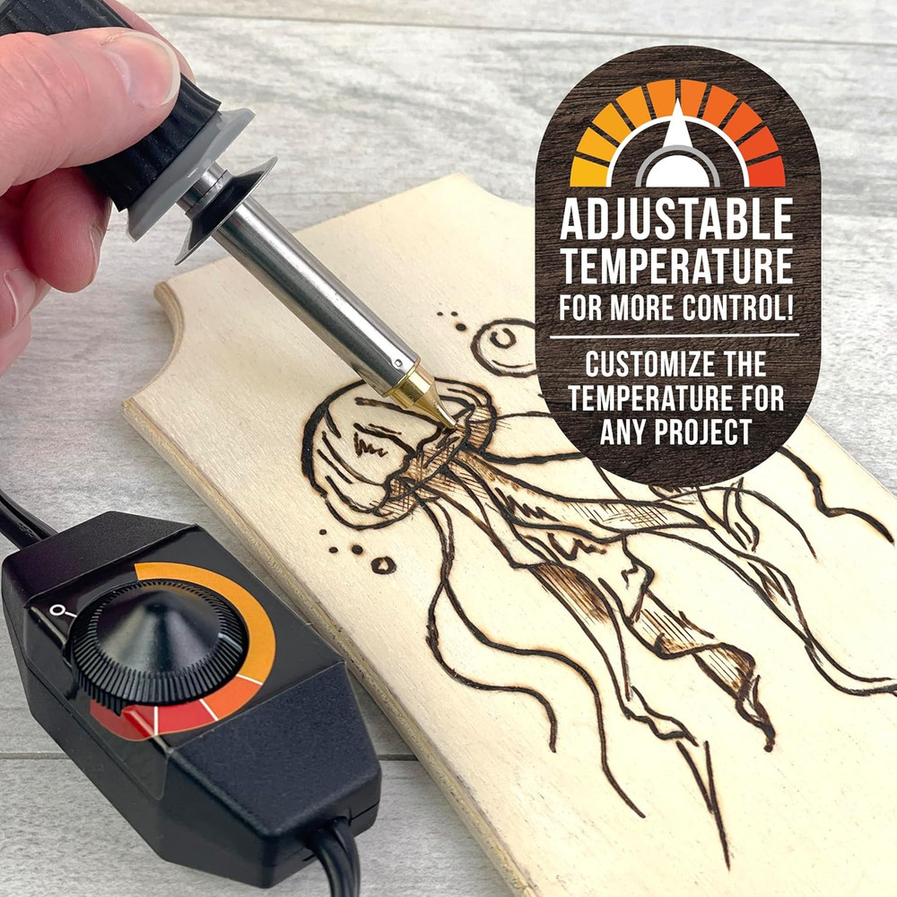 Professional Wood Burning Tool Kit - 16 Piece Set with Adjustable Pen & Tips