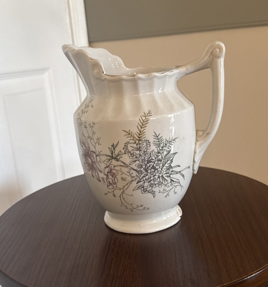 Vintage White Dakota Pottery Pitcher