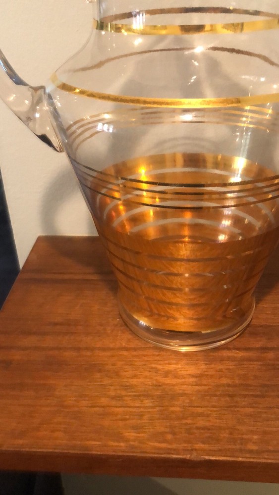 MCM Clear Pitcher With Gold Stripes