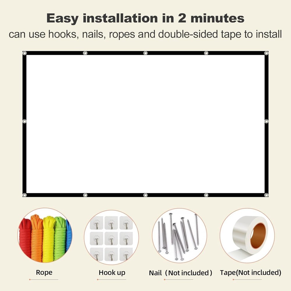 Versatile 84" 4K Double-Sided Projection Screen - Easy Install for Any Setting