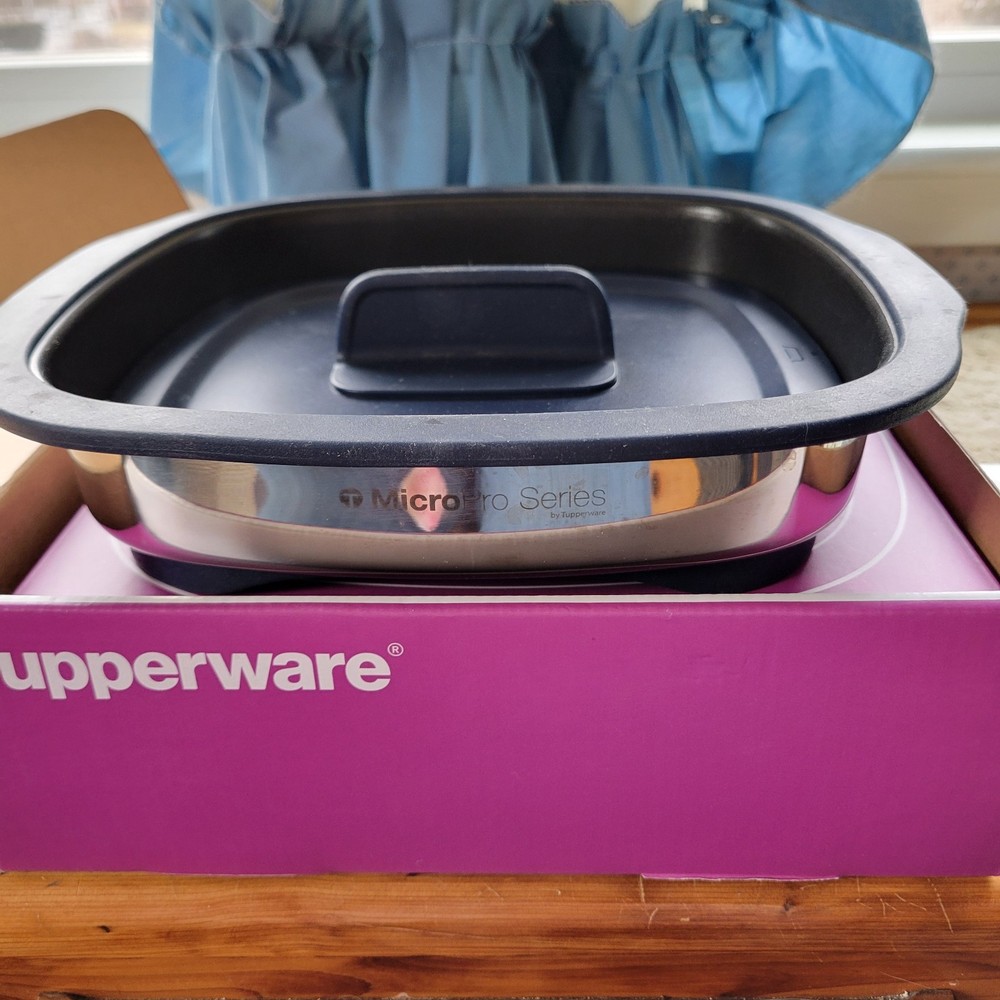 Tupperware Micropro Grill Non-Stick Blue Book Box Microwave Griller sear crisp