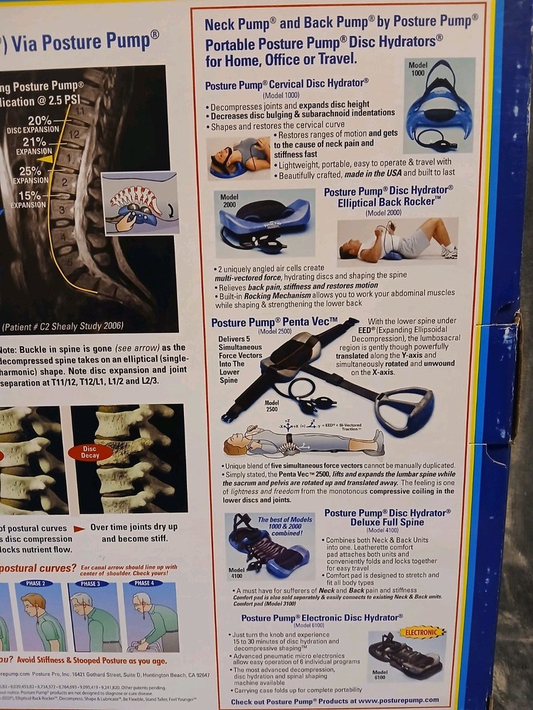Posture Pump Disc Hydrator Elliptical Back Rocker Back Model 2000 with Box