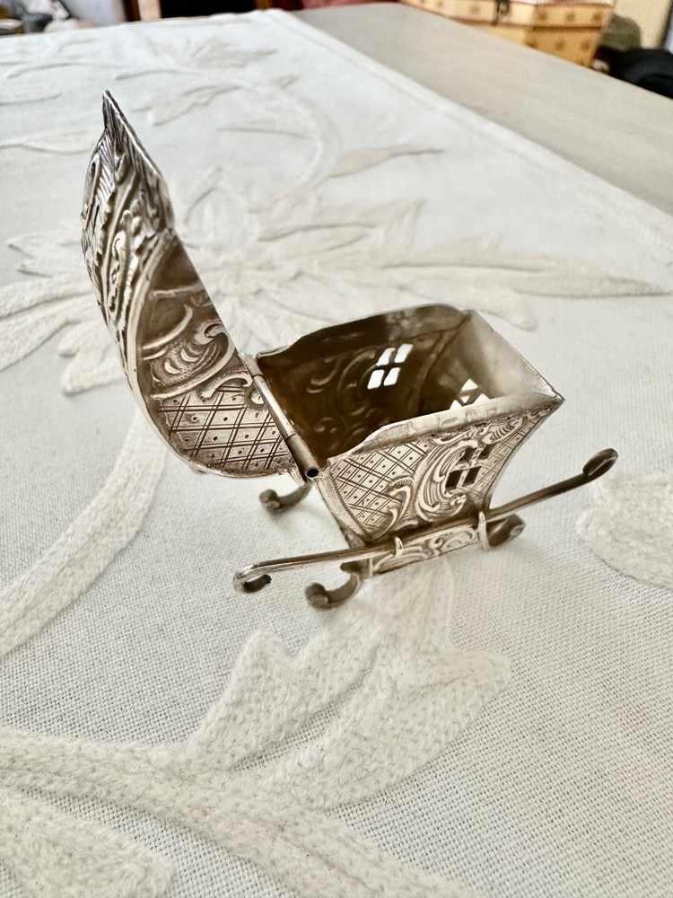 Vintage Silver Palanquin Curio Box