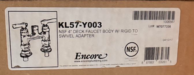 Component Hardware KL57-Y003 Ceramic Deck Mount Encore Faucet Body