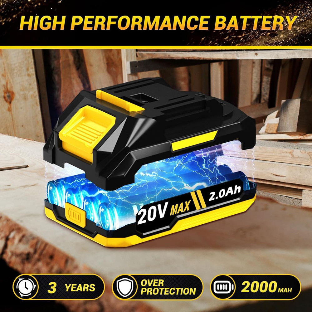 Cordless Mini Chainsaw Kit with 2000mAh Battery & Quick Charger & 2 Chains