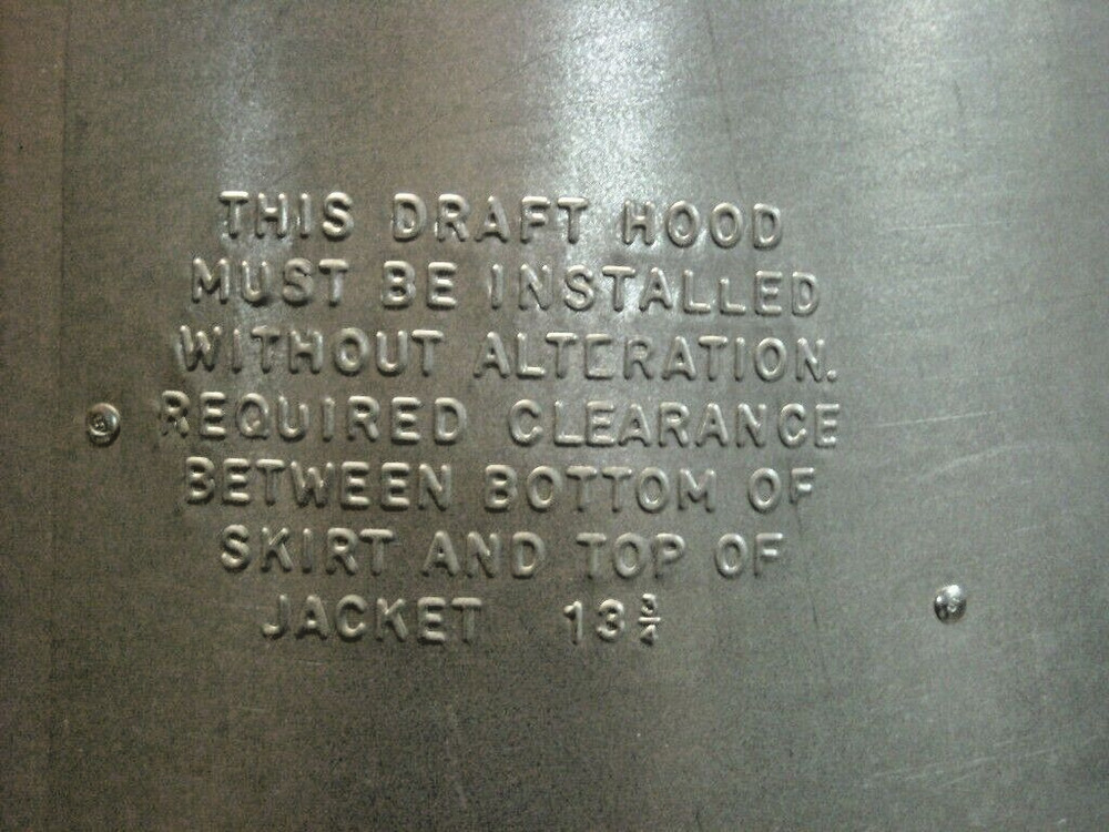 DHAWM: WEIL-MCLEIN DRAFT HOOD 450-021-243 & SPILL SWITCH 510-300-014 ASSEMBLY