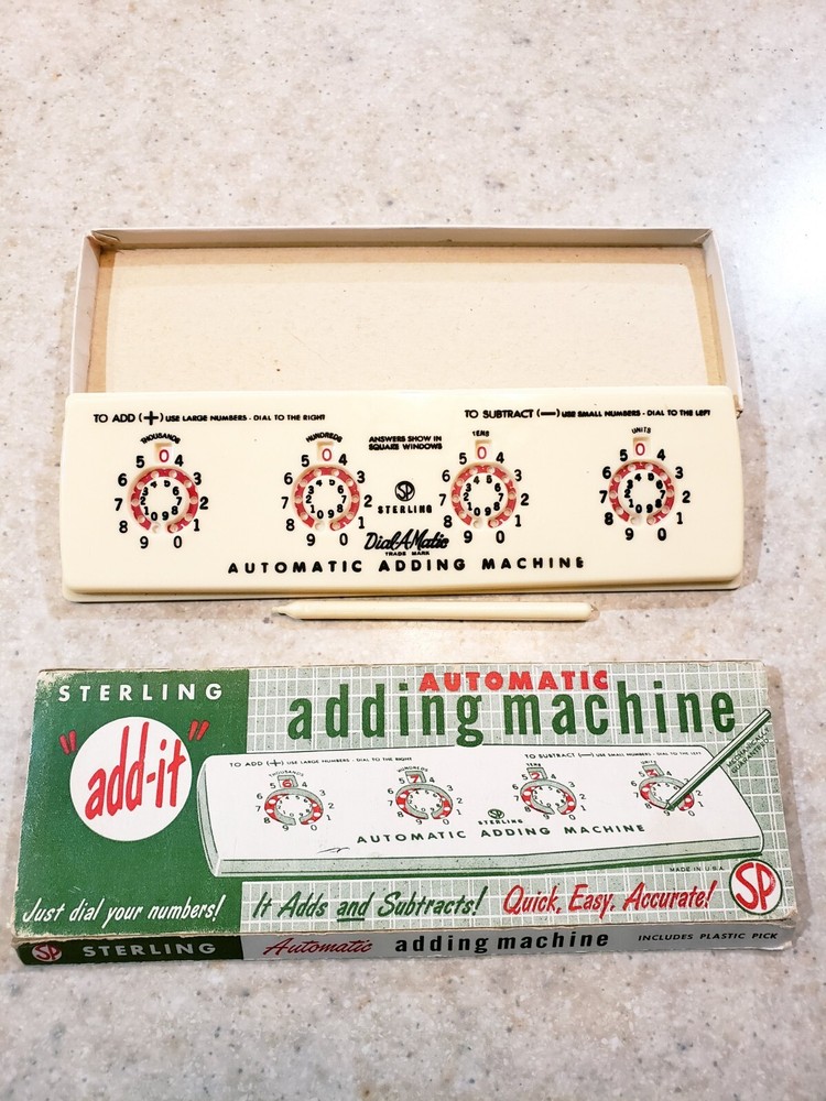 Vintage Adding Machine Sterling Automatic Adding Machine No. 565 With Pick & Box