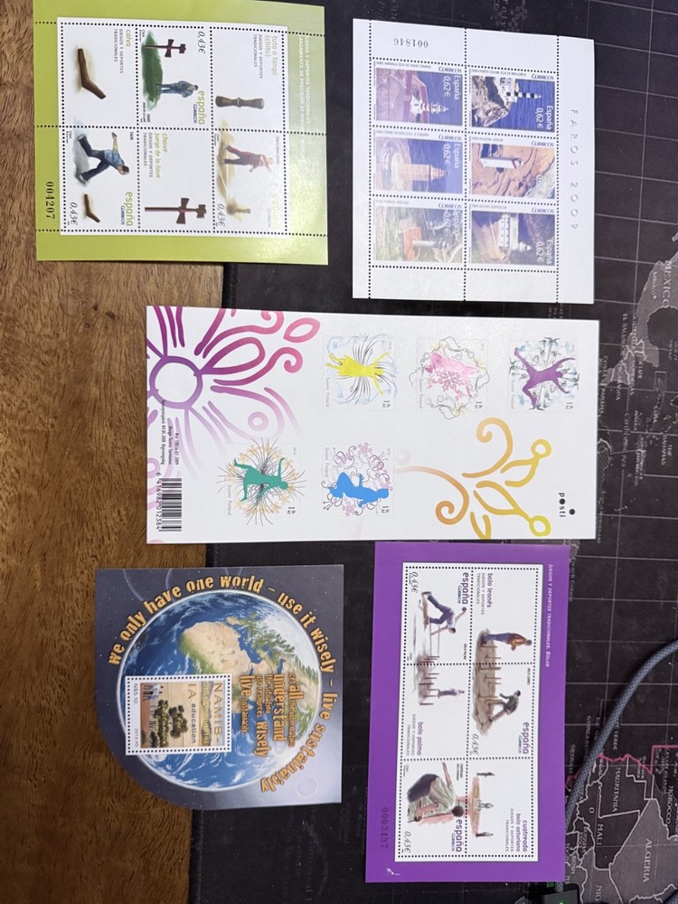 spanish stamps 5 random mini sheets