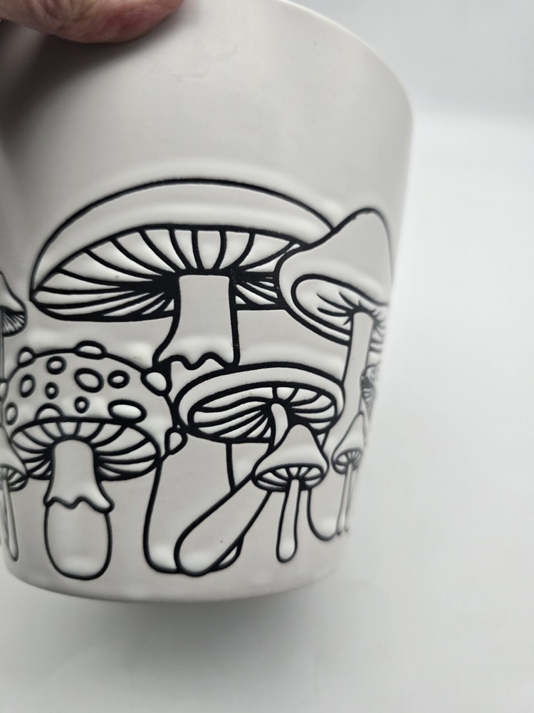 Heavy Ceramic Mushroom Planter White Pot Gardening ~ Retro Boho Spring Easter