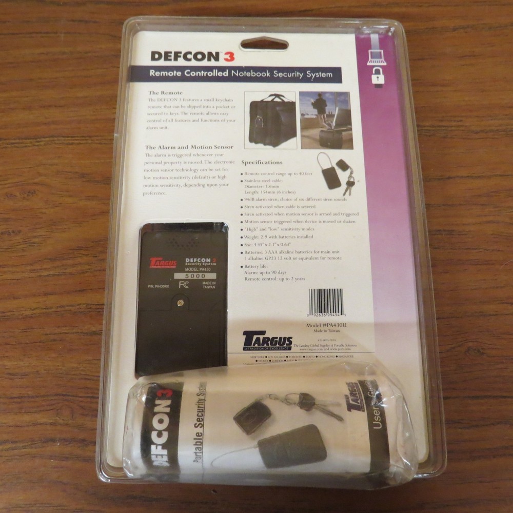 +Targus Defcon 3, Remote Controlled Security System with Keychain Remote PA 430U