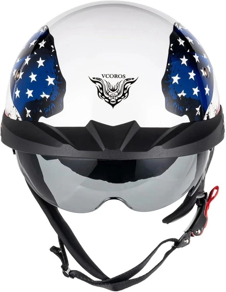 Half Helmets Motorcycle Open Face Sun Visor Quick Release Adjustable DOT Approve